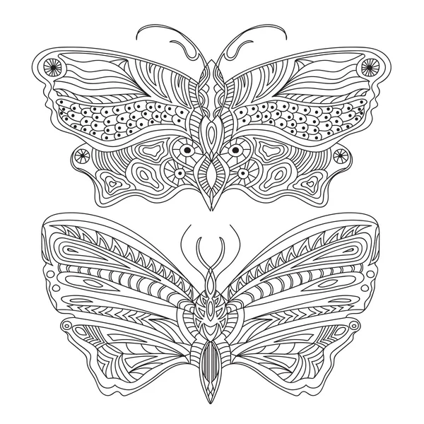 Mariposa - Vector - Blanco y negro — Vector de stock