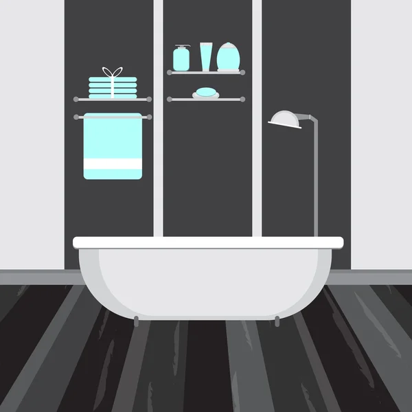 Interior del baño moderno. Ilustración plana del vector — Vector de stock