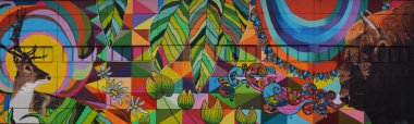 Sokak grafiti Minsk, Beyaz Rusya Eylül 2016 Vulica Brasil Festivali