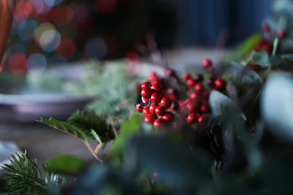 Rowan berries decor for Christmas party — Stock Photo, Image