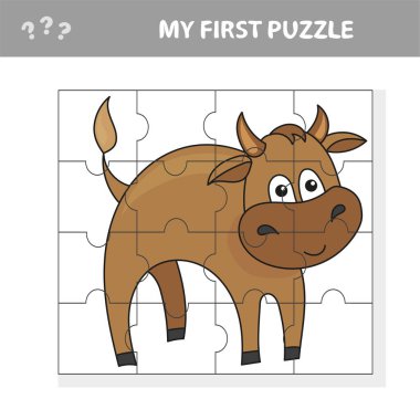 Boğa Çiftliği Hayvan Karakterli Çocuklar için Bulmaca Etkinliği Oyunu