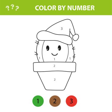 Çocukların eğitici oyunu. Şirin kaktüsle boyama sayfası