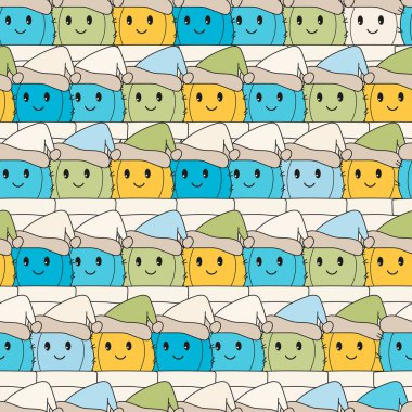 Vektör Noel kusursuz desen. Renkli Cüceler çizgi filmleri