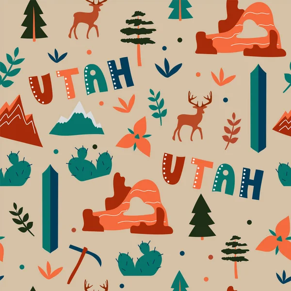 USA Sammlung. Vektorillustration des Utah-Themas. Staatliche Symbole — Stockvektor