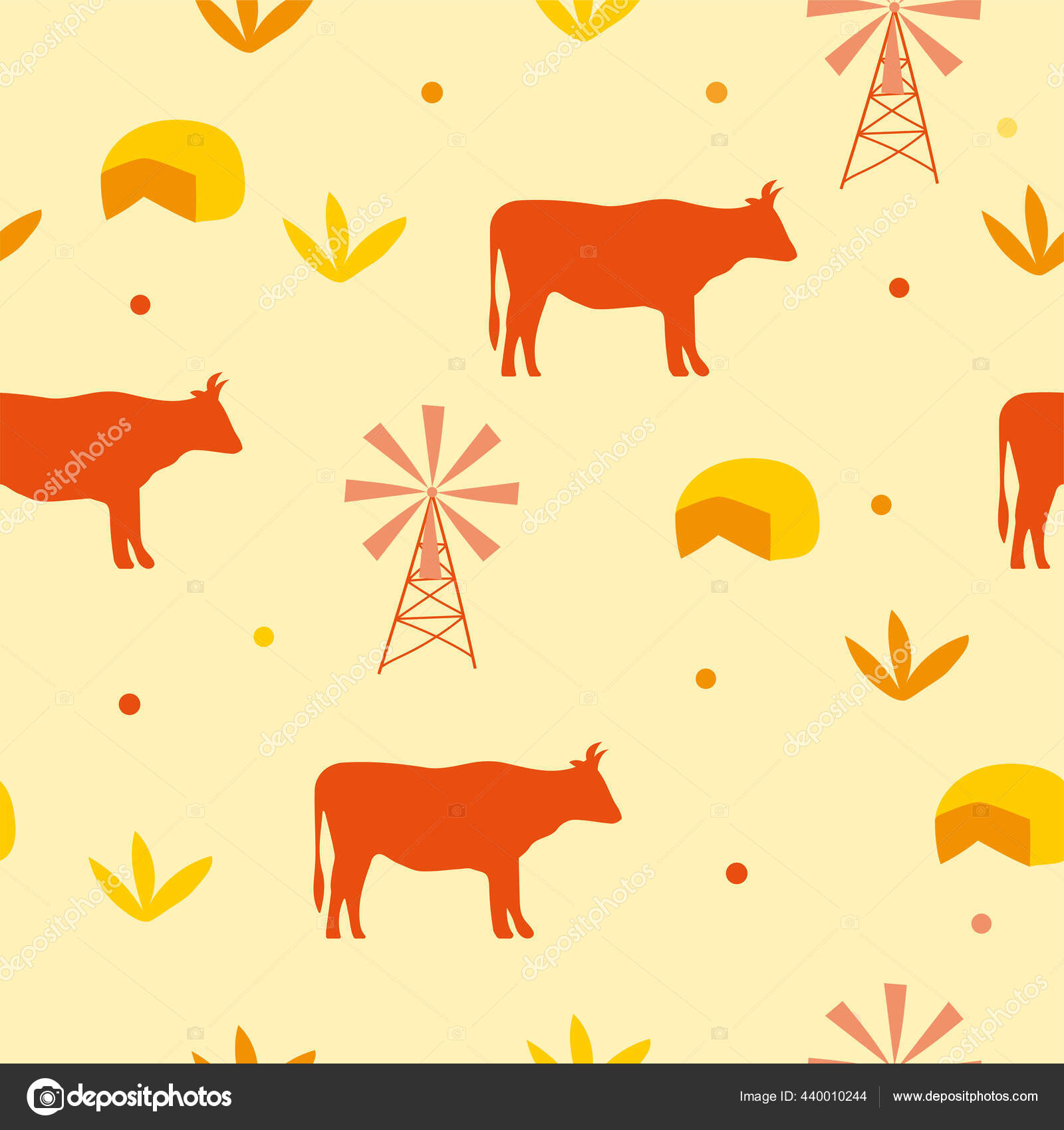Download Seamless Pattern Background Cow Cheese Vector Illustration Yellow Orange Color Vector Image By C Brill Vector Stock 440010244