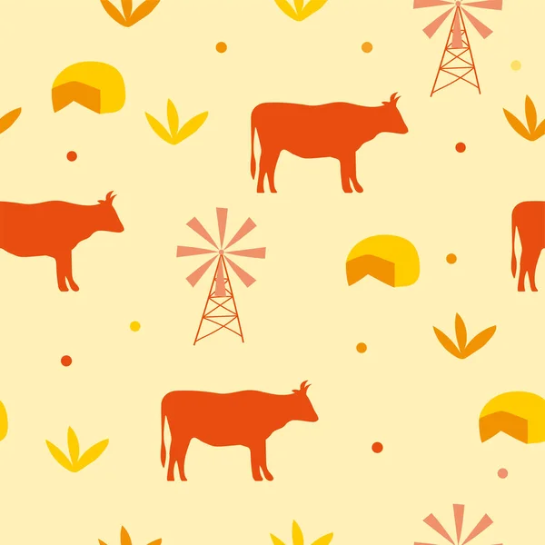 Nek Peynirli Kusursuz Desenli Arkaplan Sarı Turuncu Renkli Vektör Çizimi — Stok Vektör