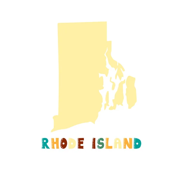 USA collection. Map of Rhode Island - yellow silhouette — Stock Vector