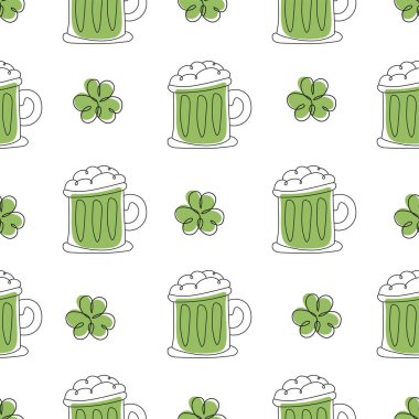 Aziz Patrick günün kutlu olsun. Biranın kusursuz deseni. Tatil arkaplan vektörü