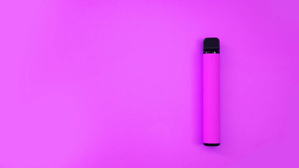 Purple disposable electronic cigarette on bright background