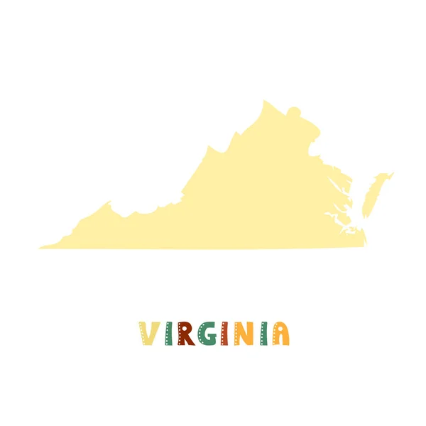 USA Sammlung. Karte von Virginia - gelbe Silhouette — Stockvektor