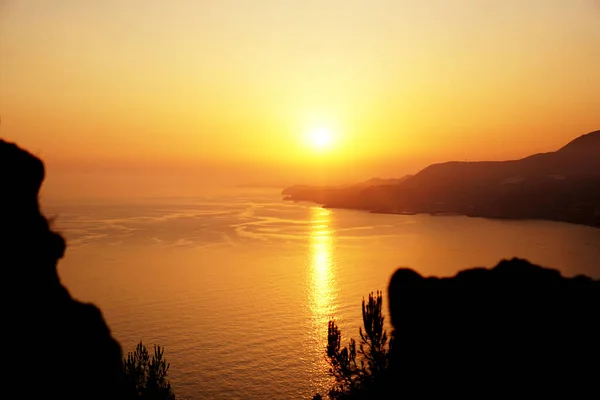 Coucher de soleil sur la mer, côte d'Alanya Turquie — Photo