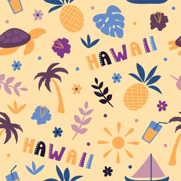 USA-samling. Vektor illustration av Hawaii tema. Statliga symboler — Stock vektor