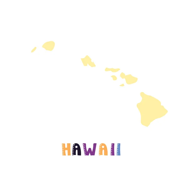 Coleção EUA. Mapa do Havaí - silhueta amarela —  Vetores de Stock