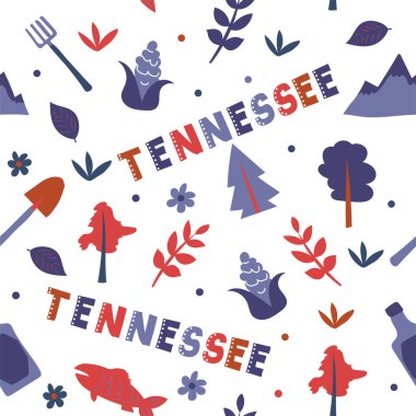Amerikan koleksiyonu. Tennessee temasının vektör çizimi. Durum Sembolleri