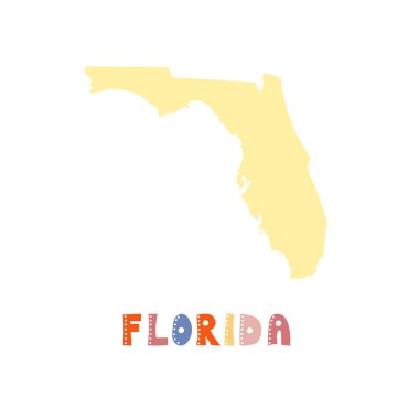 Amerikan koleksiyonu. Florida haritası - sarı siluet