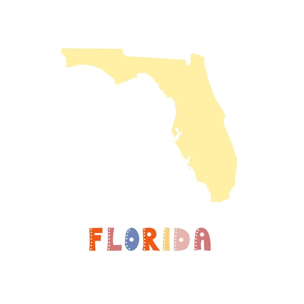 USA Sammlung. Karte von Florida - gelbe Silhouette — Stockvektor