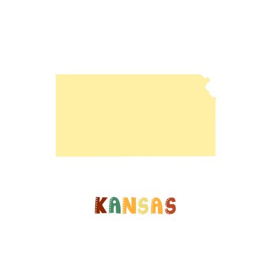 Amerikan koleksiyonu. Kansas haritası - sarı siluet