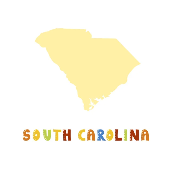 Colección USA. Mapa de Carolina del Sur - silueta amarilla — Vector de stock