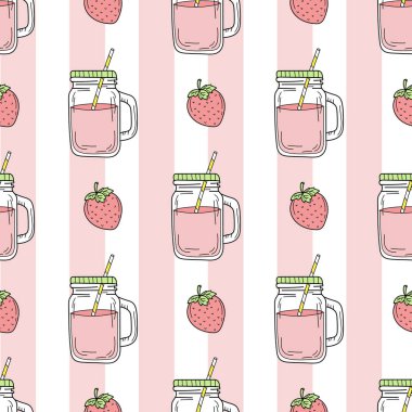 Çilekli smoothie - Arka planda pürüzsüz desen