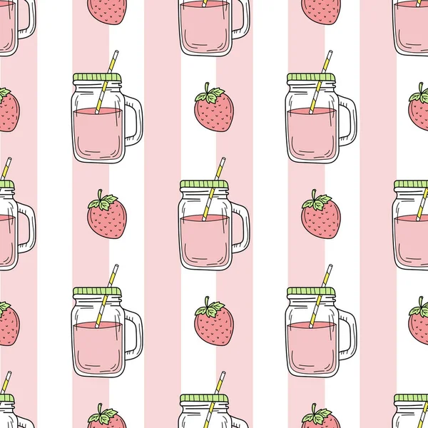 草莓平滑-背景上的无缝图案 — 图库矢量图片