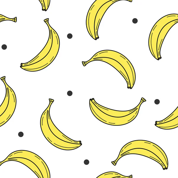 Padrão elegante sem costura com bananas desenhadas à mão no branco — Vetor de Stock