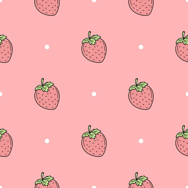 Fond vectoriel. Modèle sans couture de fraises dessinées à la main — Image vectorielle