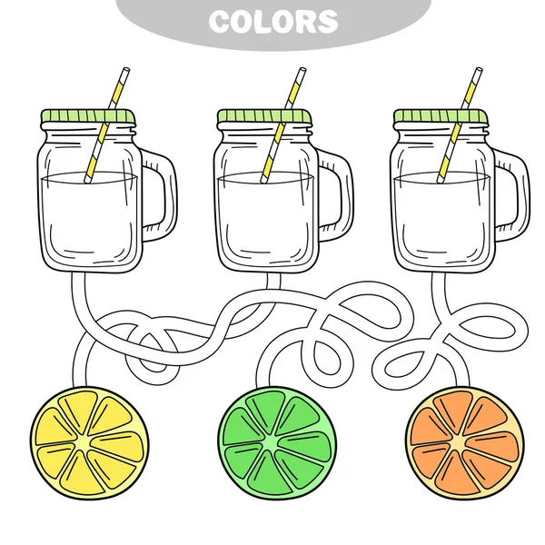 Colorear. Puzzle y actividad para niños. Colorea la limonada — Archivo Imágenes Vectoriales