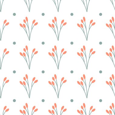 Beyazın sonbahar minimalist deseni. Kırmızı böğürtlenli dal. Kusursuz desen