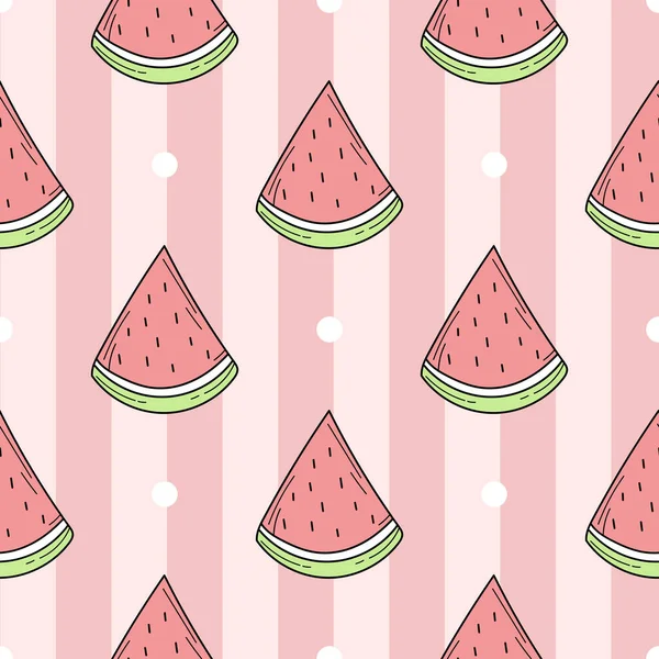 Nahtlose Muster der Farbe handgezeichnete Wassermelonen für das Design — Stockvektor