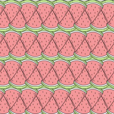 Tasarım için kusursuz renk el çizimi karpuz deseni