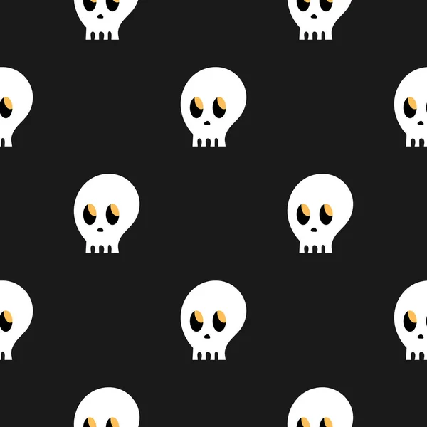 Patrón Del Cráneo Calaveras Sobre Fondo Negro Patrón Sin Costuras — Vector de stock