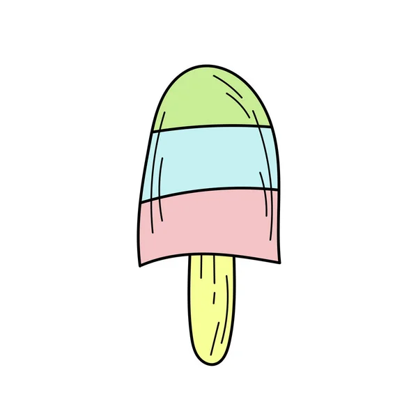 手描きのアイスクリーム アイスクリーム ベクトル図 デザインのためのシンプルな夏のカラーアイコン — ストックベクタ
