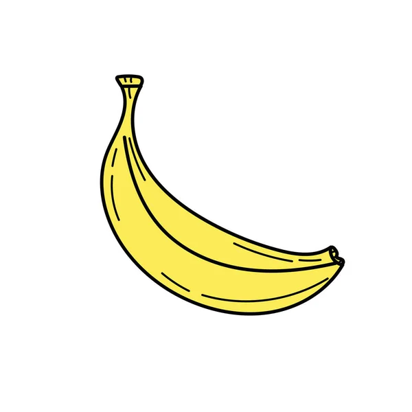 Банановая Икона Белом Фоне Векторная Иллюстрация Простой Желтый Ручной Рисунок — стоковый вектор