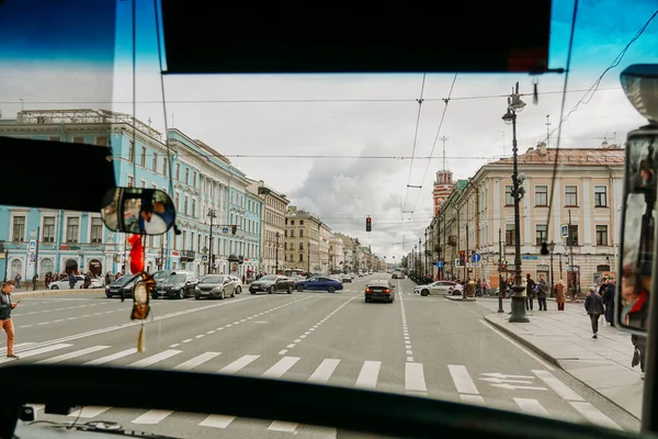 San Pietroburgo, settembre 2021. Vista dalla finestra dell'autobus — Foto Stock