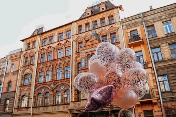 Casa Tijolo Velho Estilo Istorismo Neorus Balões Kolokolnaya São Petersburgo — Fotografia de Stock