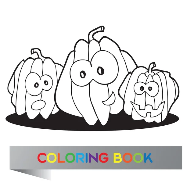 Illustration of pumpkins for coloring book — Stock Vector