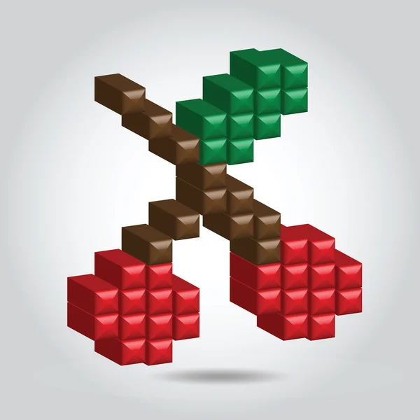 Illustrazione pixel cherry — Vettoriale Stock