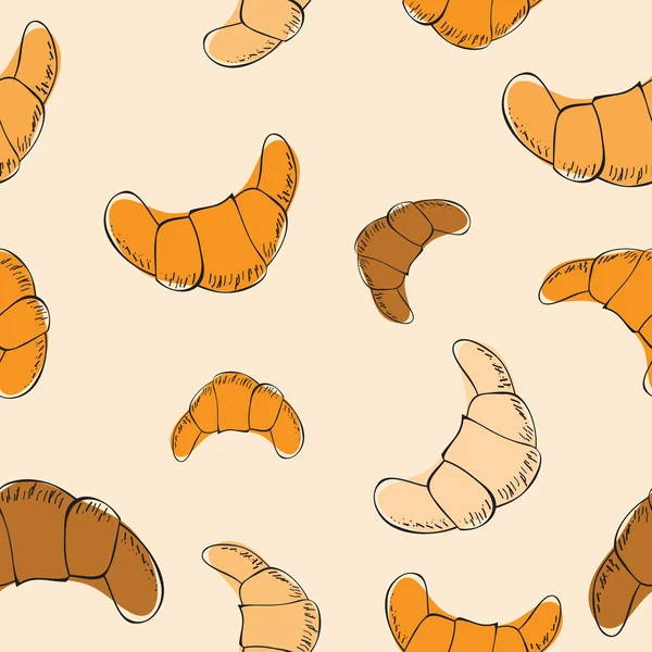 Vector croissants naadloze patroon — Stockvector