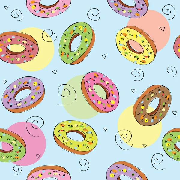 Naadloos patroon met donuts — Stockvector