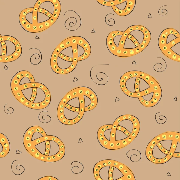 手工绘制的椒盐卷饼-无缝模式 — 图库矢量图片