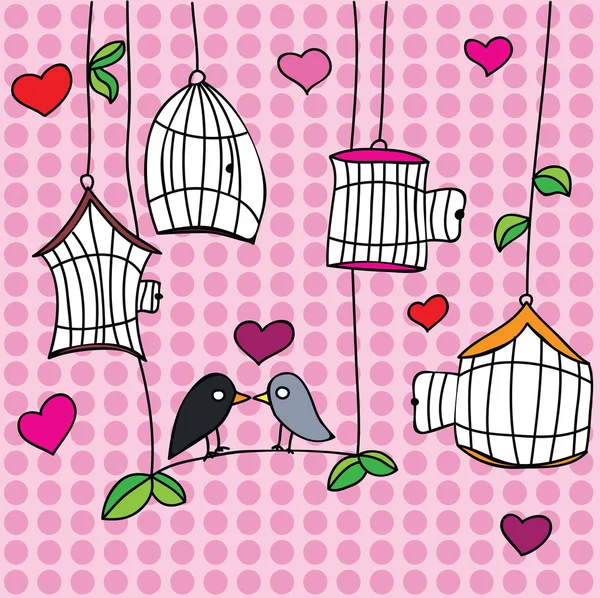 Tarjeta de felicitación de San Valentín con pájaros — Vector de stock