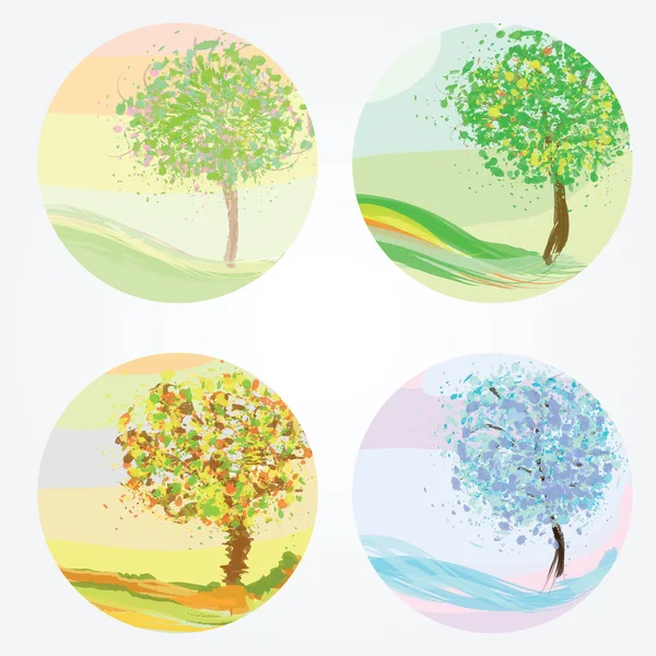 Four seasons - spring, summer, autumn, winter — Stock Vector