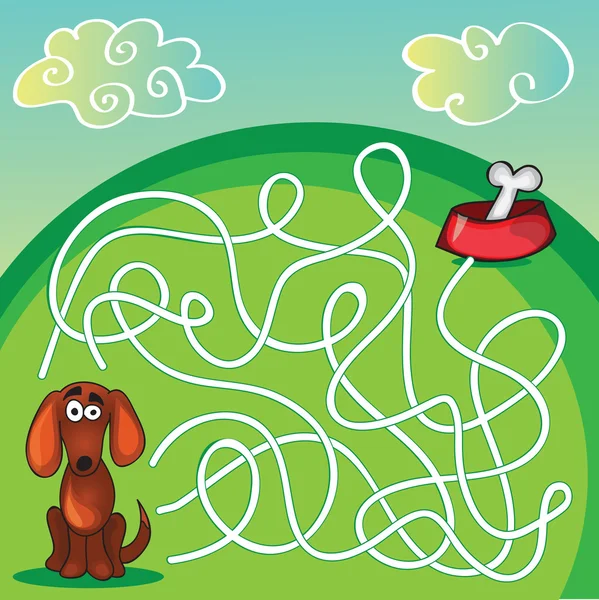 Cute Dog 's Maze Game — стоковый вектор