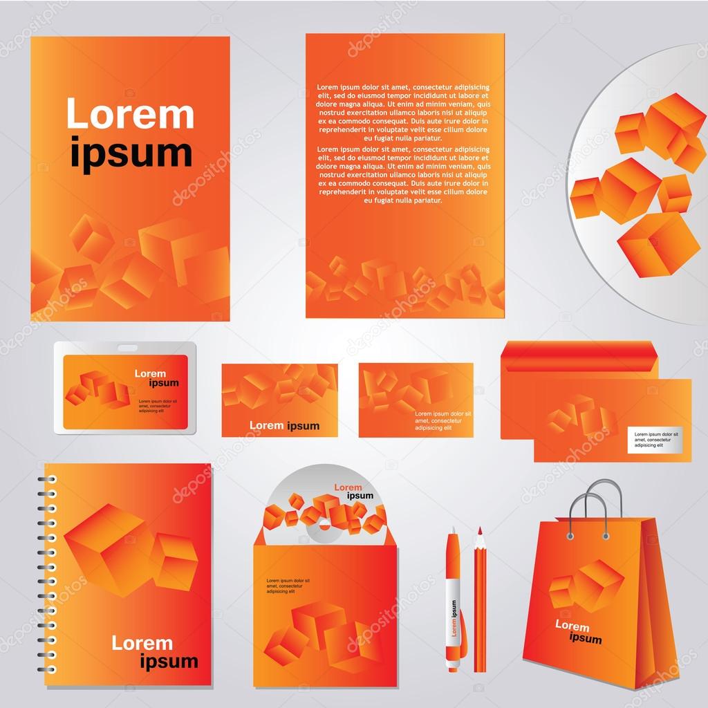 Architectural corporate identity template with cube element