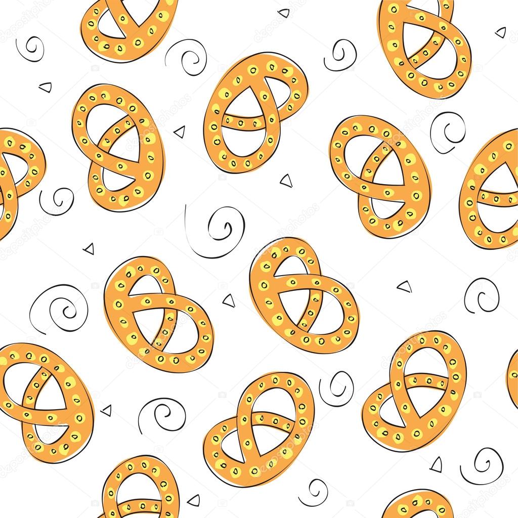 hand drawn pretzel - Seamless pattern