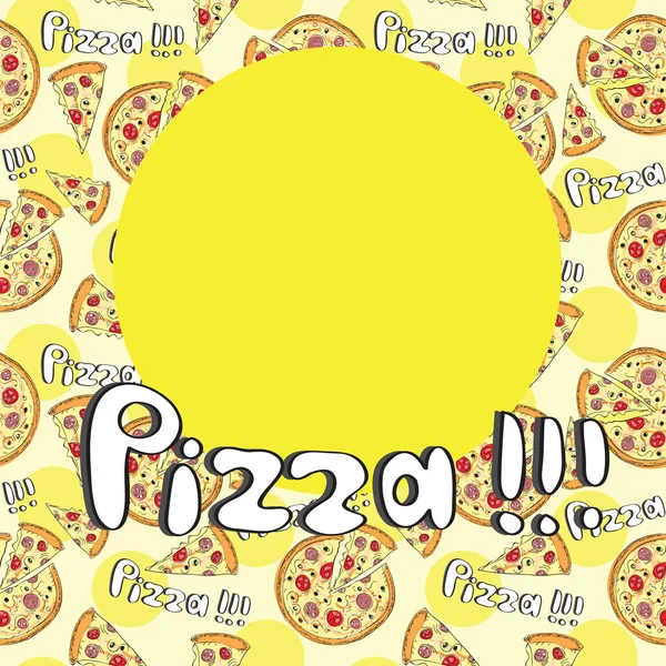 Doodle stil pizza sömlös omslaget förgrunden menyn — Stock vektor