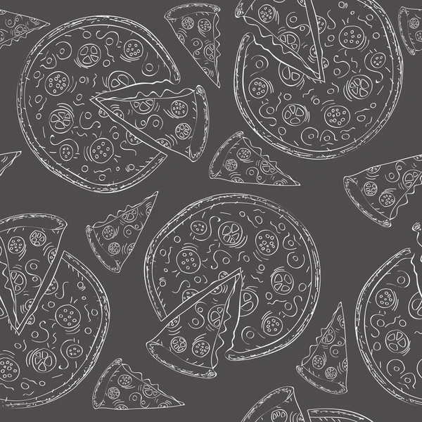 Doodle stylu pizzy bezszwowe tło — Wektor stockowy