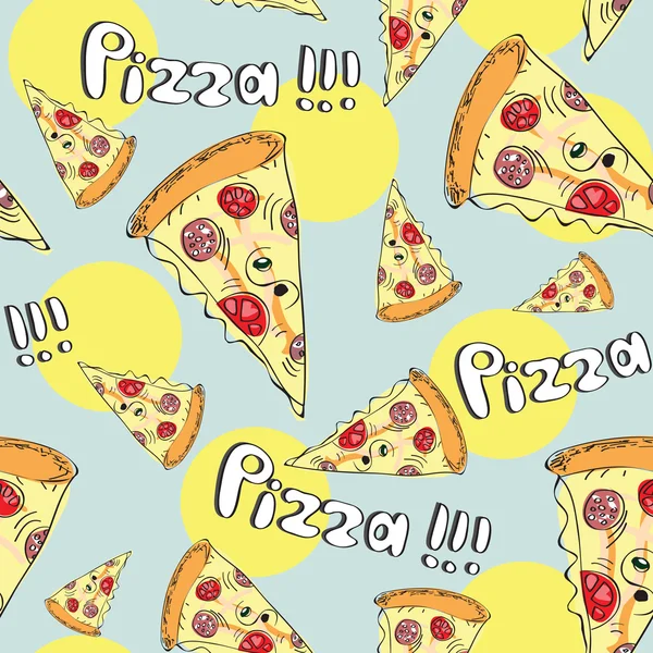 Doodle style pizza fond vectoriel sans couture — Image vectorielle