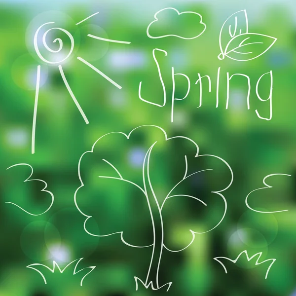Vecteur printemps paysage fond — Image vectorielle