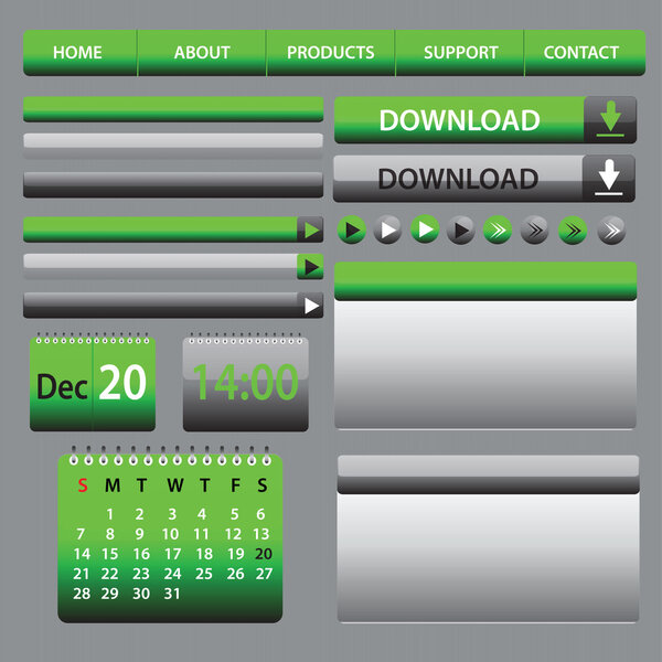 Web Elements Design Gray Green